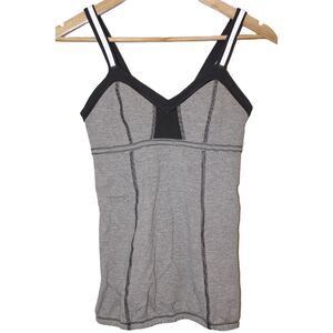 Womens Lululemon Light Up Tank Top Gray White Striped V-Neck Tank Top Shirt Sz 6